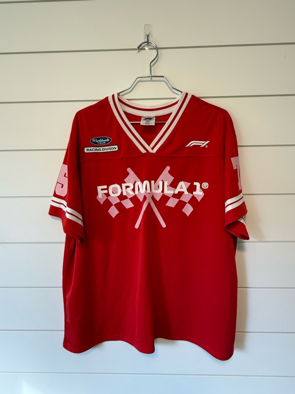 Formula 1 Red Racing Jersey Pink Racing Flags XXL F1 Brand Street Style